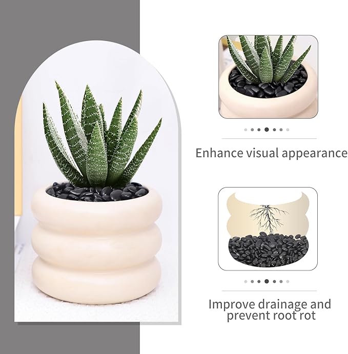 10LB Black Pebbles for Indoor Plants, Vases, Succulent, 3/8 Inch Small Black Rocks for Plants, Polished & Decorative