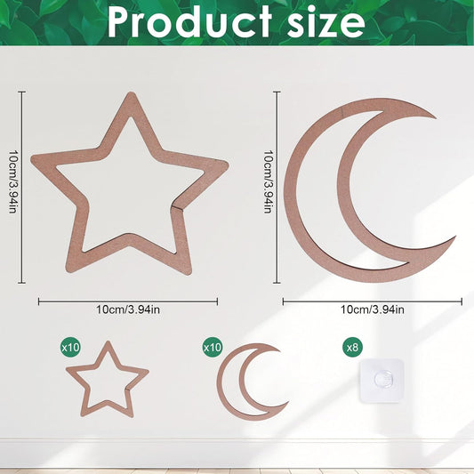 20pcs Chain Trellis for Climbing Plants, HSSZXFR DIY Plant Climber Support for Vines and Garden Wall Trellis, Indoor and Outdoor Accessories for Monstera Pothos Ivy Flower (Star and Moon)