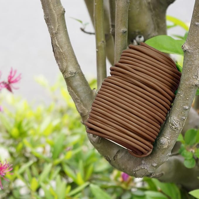 Decoroca Soft Plant Ties for Support - 65.6' Reusable Waterproof Plant Wire, 3.5mm Garden Twist, Office Organization and Decoration Binding（1pc/Brown）