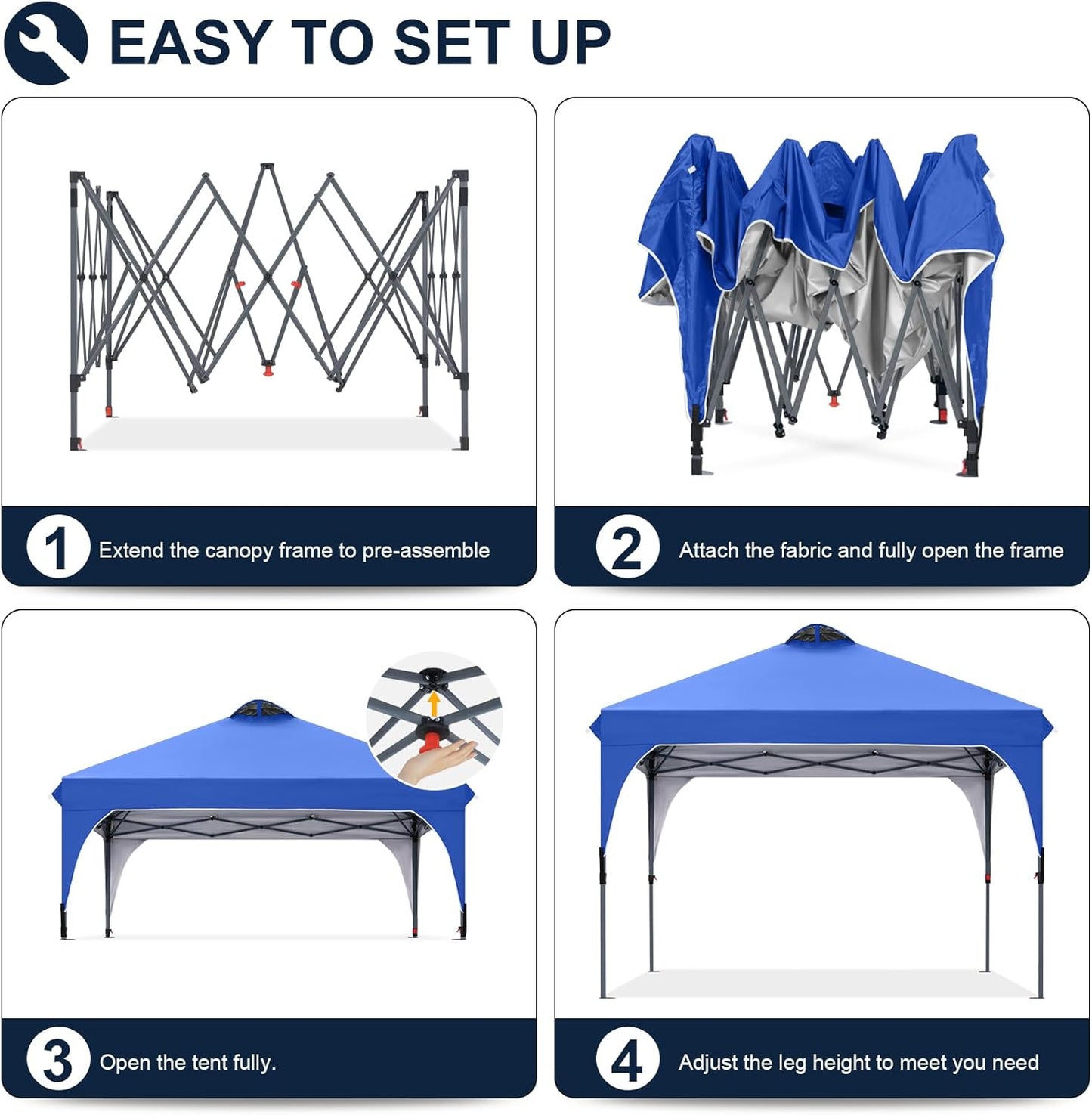 COOSHADE Pop Up Canopy Tent, 10x10 Easy Setup Instant Canopy Sun Shelter Beach Tent, Portable Sports, Blue