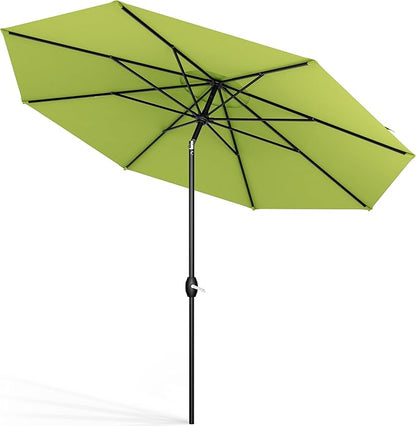 Midtown Umbrellas Sunbrella Umbrella 9 Feet Outdoor Umbrella With Macaw Acrylic Fabric - Auto-Tilt Aluminum Frame Patio Umbrella For Backyard, Deck, Garden, Pool - Black Pole
