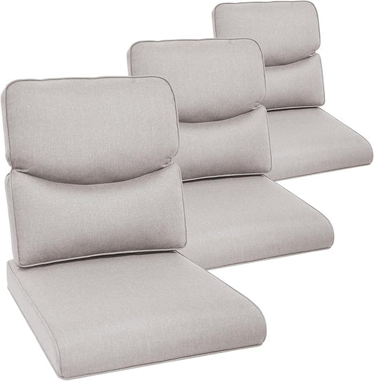 Outdoor Chair Cushions 3 Packs - Outside High Back Comfortable Thickened Pillow 22x24 with Zipper Cover for Patio Rocking Swivel Chairs Loveseat Sofa – Beige/Crescent