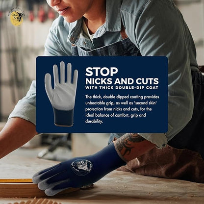 No-Slip Grip Boost Lightweight Work Gloves (PRECISION FIT) Heavy Duty Dipped Slip Resistant Men & Womens