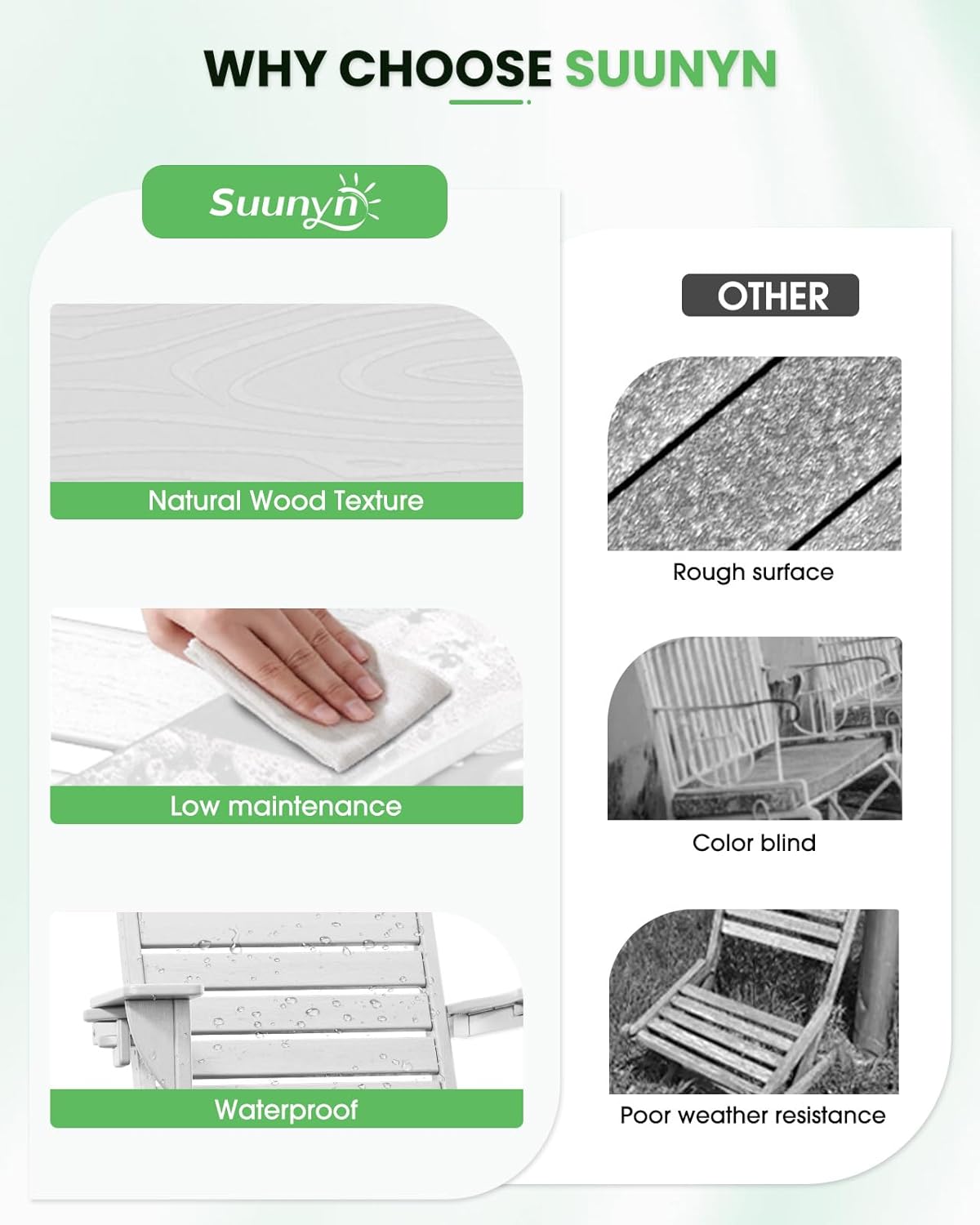 Adirondack Chairs Set of 4, Outdoor Fire Pit Chairs, HDPE All-Weather Adirondack Chairs with Cup Holder, Lawn Chair for Deck, Patio, Garden (White)