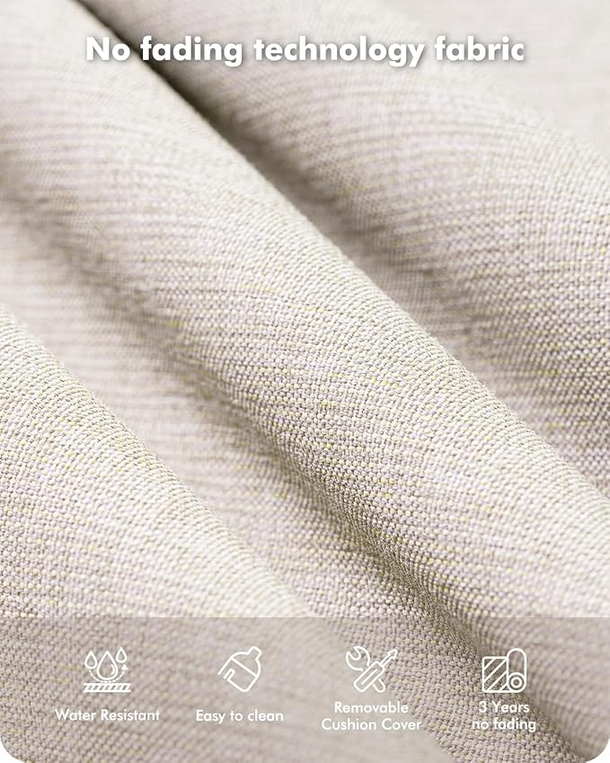 7-Piece Wicker Patio Furniture Set, All-Weather Rattan Conversation Bistro Loveseat Chair and Patio Rockers Set for Backyard, Balcony and Deck with Soft Cushions and Metal Table(Beige)