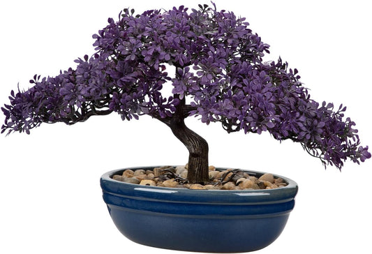 Artificial Bonsai Tree Juniper Faux Plants Indoor Fake Plants Decor with Blue Ceramic Pots for Home Table Office Desk Bathroom Shelf Bedroom Living Room Farmhouse Decorations