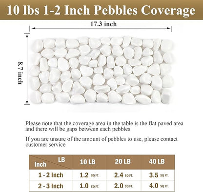 20 lbs White River Rocks for Landscaping, 1-2 Inch Polished Pebbles Stones for Indoor Plants, Vases, Fish Tank, Garden, Top Dressing and Bottem Drainage