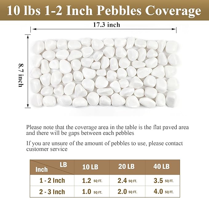 10 lbs White Rocks for Landscaping, 1-2 Inch Small Pebbles for Indoor Plants, Decorative Polished River Stones for Potted, Vase and Outdoor Garden