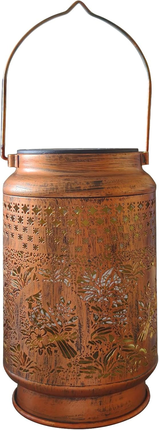 Solar Bird Light Outdoor Waterproof LED Garden Light, Women's Holiday Gift, with Hollow Iron Art, Retro Lawn Landscape Projection Light, Used for Courtyard Decoration (Waxwing Bird)