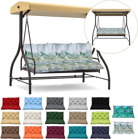 Swing Replacement Cushions with Backrest, 2 or 3 Seater Waterproof Non-Slip Overstuffed Swing Pad, Indoor/Outdoor Bench Cushion for Porch Chair Swings Garden Furniture(Flower color2 40 * 40 in)