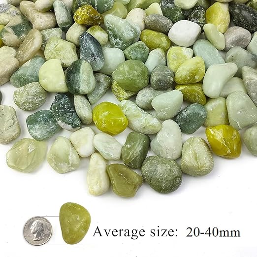 20LB Jade Pebbles for Landscaping, 0.7-1.2 Inch Natural Decorative Stones, Polished River Rocks for Landscaping,Plants, Vase, Flowerpot, Indoor Plants and Outdoor Garden Decoration