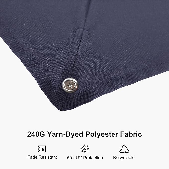 PURPLE LEAF Patio Umbrella with Base Included, 8ft Outdoor Aluminum Cantilever Umbrella with 360° Rotation, Champagne Offset Umbrella for Outdoor Garden Pool, Navy Blue