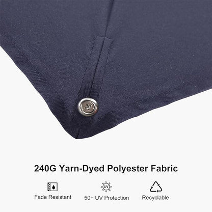 PURPLE LEAF 10' X 6.5' Left-right Tilting Patio Umbrella Outdoor Swivel Cantilever Umbrella Aluminum Offset Umbrella with Champagne Frame and 360-degree Rotation for Garden Deck Pool, Navy Blue