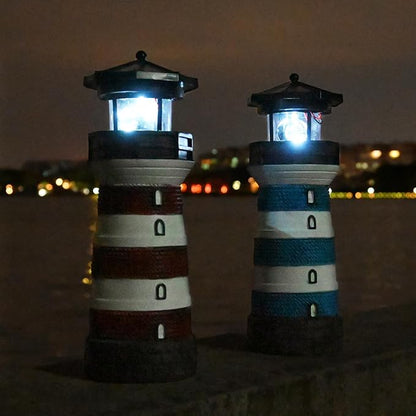 Solar Lighthouse Rotating Beacon – Led Light House for Yard Garden Nautical Decor Porch Deck Outdoor Decoration Lawn Ornaments Outside Statue Gifts for Mom Mother