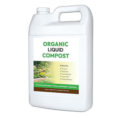 Organic Liquid Compost: Fast-Acting Alternative to Messy and Smelly Composting | Compost Tea Concentrate Perfect for Brewing Compost Teas (1 Gallon, Treats Up to 20,000 Sq.Feet)