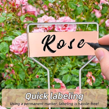 32 Pack 10 Inch Silver Copper Metal Plant Labels, Garden Stake Tags, Reusable Waterproof Planting Markers