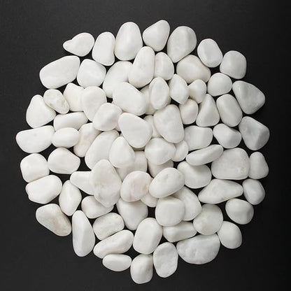 40 lbs White Polished Landscape Stones, 0.5-1 Inch Decorative Rocks for Gardens, Pathways, Pots, Vase Fillers, Aquarium Decoration, Glass Containers, and Yard Borde (Pure White, Weight: 40 LB)