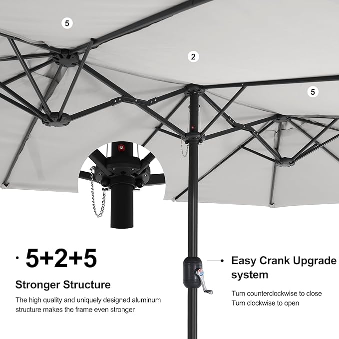 MASTERCANOPY Patio Outdoor Umbrella,15FT Double Sided Large Umbrella with Base