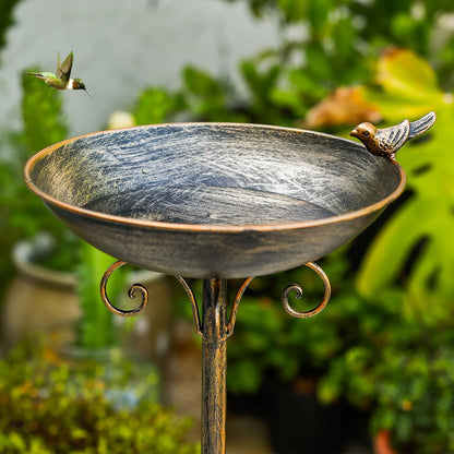11.4" W*27.6" H Cast Iron Pedestal Bird Baths for Outdoors, Vintage Metal Bird Bath Bowl, Bird Feeder Or Drinker Plate, Home Garden Lawn Yard Decorations