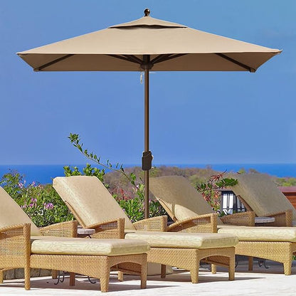 EliteShade USA 10-Year-Non-Fading 6x6Ft Square Market Umbrella Patio Outdoor Table Umbrella with Ventilation, Heather Beige