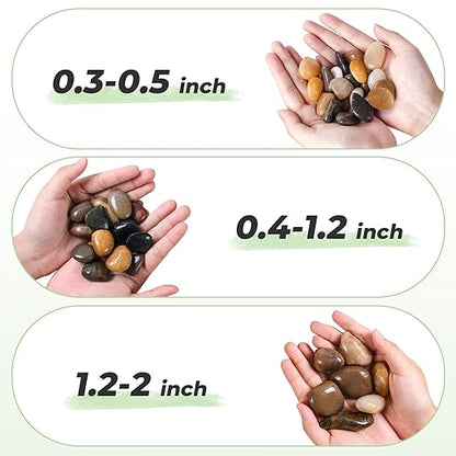 SIDONG 10 LB Mixed River Rocks, 0.3-0.5 Inches High Polished Pebbles for Indoor Plants, Aquarium Rocks Used in Fish Tank, Decorative Stones for Plants, Vases, Home Décor, Crafting, Garden Landscaping
