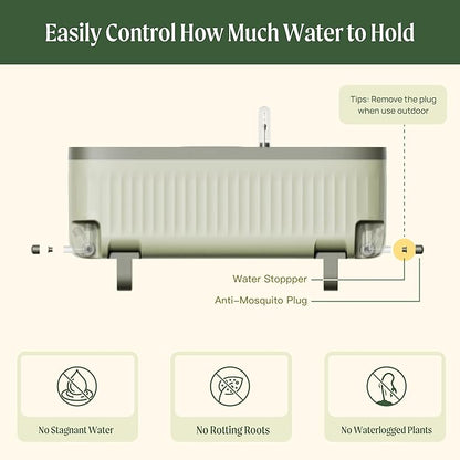 Vego Garden Herb Indoor Plant Box, Self Watering Planters Pots for Indoor Plants with Trellis for Kitchen Window Sill or Countertop Plants Cage - Fog Gray