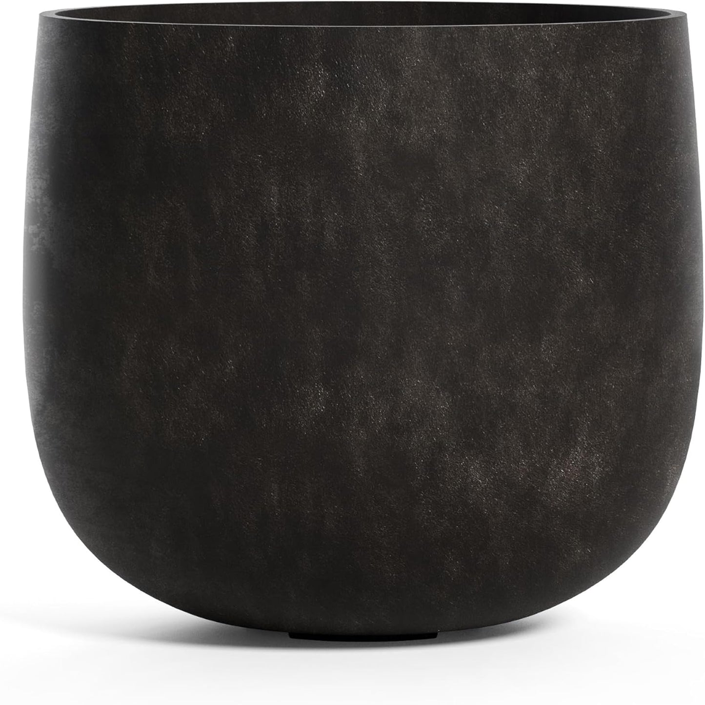 Mondo Large Planter – Brown Stone Finish – Fiberglass Indoor/Outdoor and Weather-Resistant Round Planter (33" D x 31.3" H Exterior, 31.5" D x 30.7" H Interior)