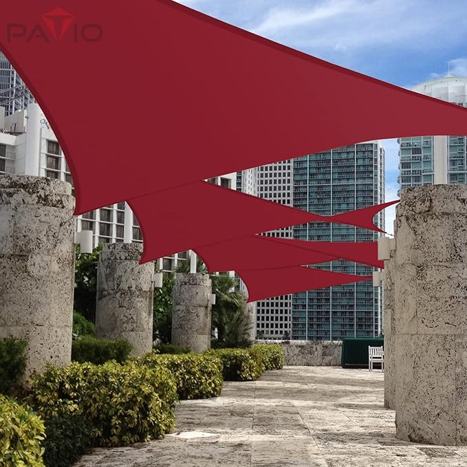 Patio Paradise 16' x 17' Sun Shade Sail Waterproof Red Rectangle Shade Canopy UV Block Tarp Cloth Outdoor Patio Cover for Garden Backyard Deck Awning