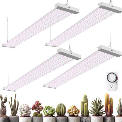 Barrina TX-L84 4FT LED Grow Light, 336W (4 x 84W), 4 Panel Wider Coverage, Full Spectrum, High PPFD, Mechanical Timer, Linkable, Hanging Light, Plant Stand with Grow Light for Indoor, Seeding, 4 Packs