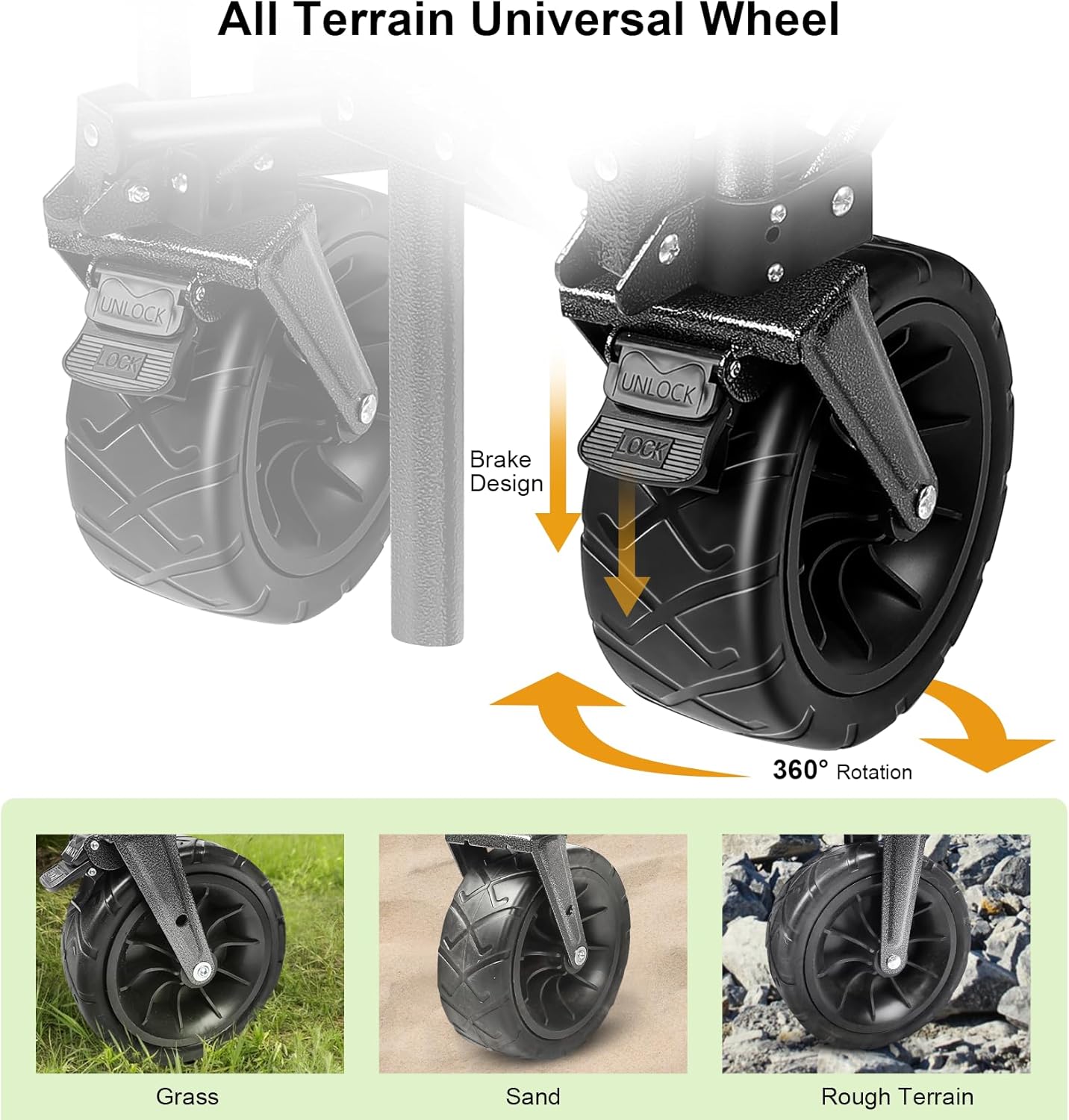 LUXCOL Collapsible Folding Wagon, Heavy Duty Utility Beach Wagon Cart for Sand with Big Wheels, Adjustable Handle&Drink Holders for Shopping, Camping,Garden and Outdoor