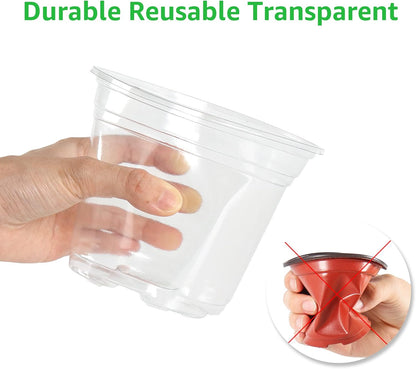 36 Packs 5/4/3.5 Inch Clear Nursery Pots with Humidity Domes, Transparent Plant Pots with Drainage Holes, Variety Pack Seed Starting Pots for Succulents, Flowers and Cactus