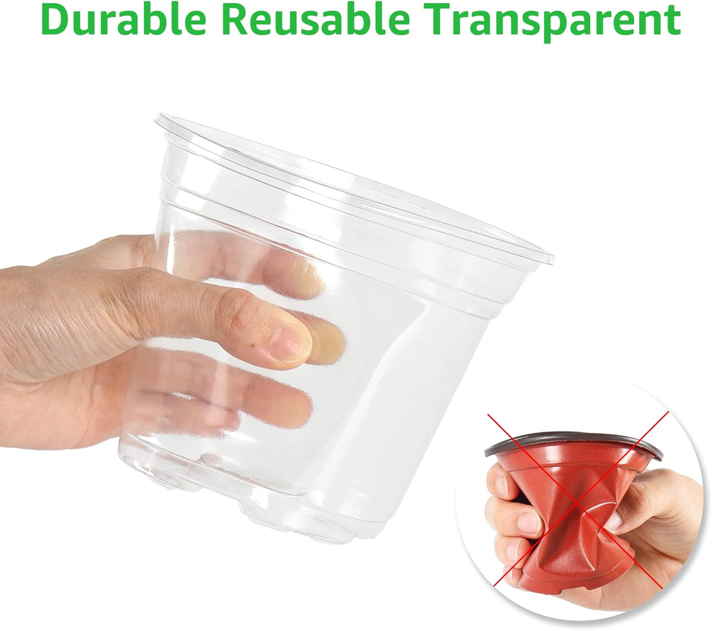 Bonviee 36 Packs 3.5/4/5 Inch Clear Nursery Pots with Humidity Domes, Variety Sizes Seed Starting Pots with Drainage Holes, Transparent Garden Containers for Succulents, Flowers and Cactus-Clear