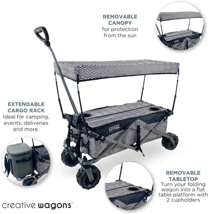 Creative Outdoor All-Terrain Deluxe Wagon | 360 Swivel All Terrain Wheels | Great for Beach, Park, Garden & Tailgate | Multiple Color Options