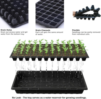 20 Pack Flower and Plant Cultivation Trays,1020 Seed Starting Trays No Holes and 72 Cell Seedling Starter Plugs Reusable for Microgreen Seedling Germination, Indoor Outdoor Gardening