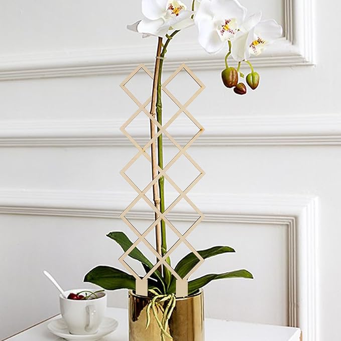 2pcs Wooden Plant Trellis for Indoor Potted Plants Stable Climbing Support Frame for Orchids and Smooth Polished Garden Trellis Cage to Protect and Shape Climbing Vines