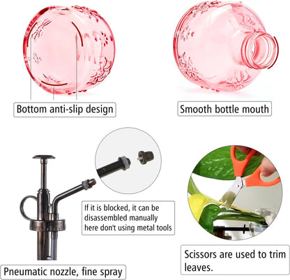 XXXFLOWER Glass Plant Mister Spray Bottle for Indoor Plant Spritzer Succulent Watering Bottle Tall Vintage Style with Bronze Plastic Top Pump