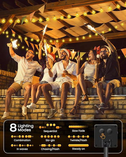 Solar String Lights Outdoor 60 LED 36FT with 8 Lighting Modes, Waterproof Solar Powered Crystal Globe Patio Lights for Garden Yard Porch Wedding Party Decor (Warm White)