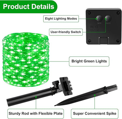 Brightever Outdoor Solar String Lights Waterproof, 2-Pack Total 80FT 200LED Solar Fairy Lights for Outside with 8 Lighting Modes, Solar Twinkle Lights for Yard, Christmas, Party (Green)