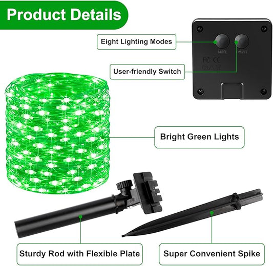 Brightever Outdoor Solar String Lights Waterproof, 2-Pack Total 80FT 200LED Solar Fairy Lights for Outside with 8 Lighting Modes, Solar Twinkle Lights for Yard, Christmas, Party (Green)
