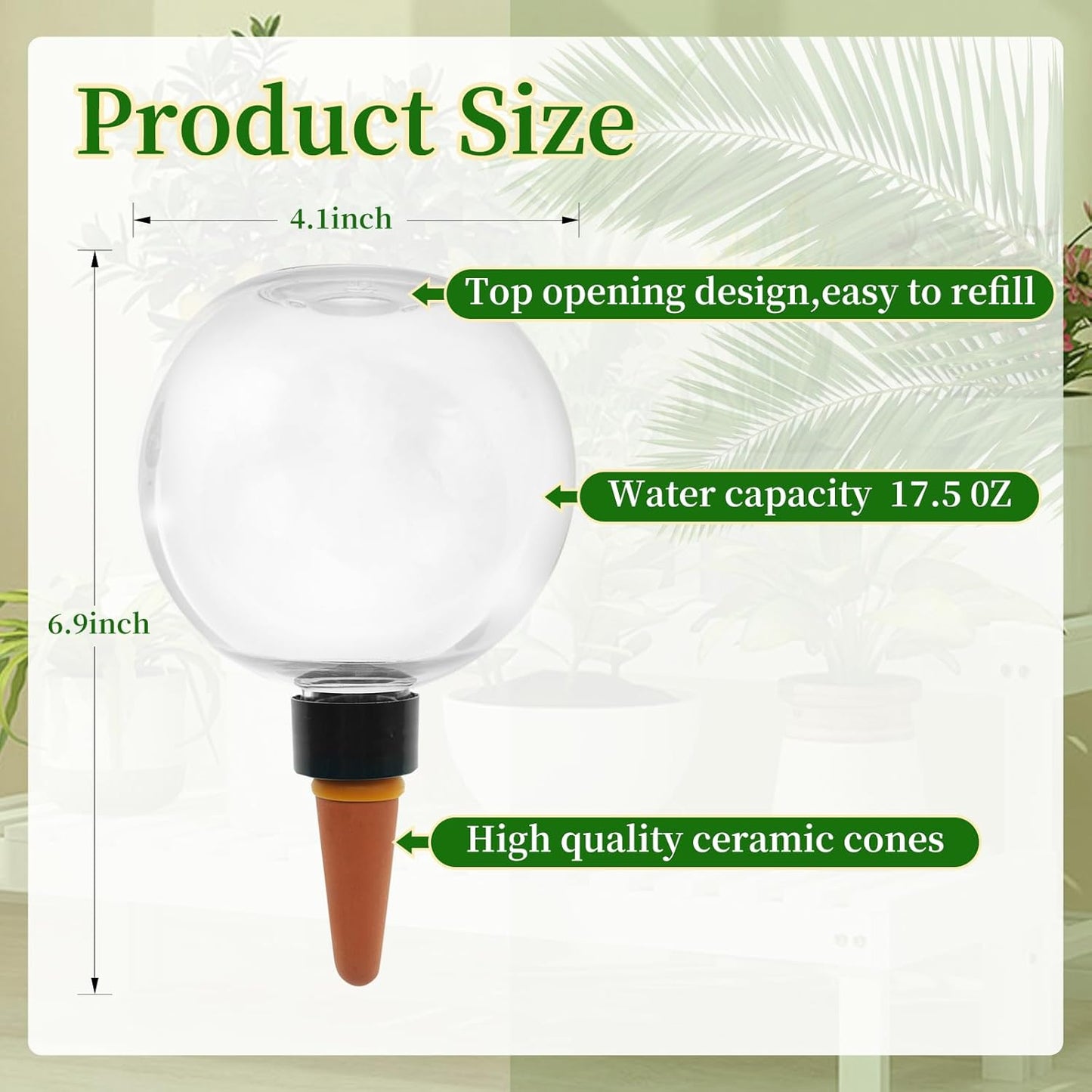 6 Pcs Self Watering Globes for Indoor Plants Automatic Watering Planter Insert 17.5 oz Watering Bulbs with Slow Release Control Water Dripper for Plants