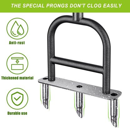 Dolibest Lawn Coring Aerator, Manual Lawn Aerator, 3 Stainless Steel Corer Plug Aerator with Soft Rubber Grip, Pre-Assembled Manual Grass Aerating Tool & Cleaning Hand Tool for Improving Lawn Health