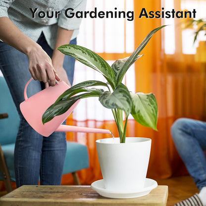 Watering Can for Indoor Outdoor Plants, Modern Small Watering Cans with Removable Nozzle, Long Spout Watering Can for Indoor Bonsai Plants Garden Flowers 1/2 Gallon 1.8L 60OZ (Pink)