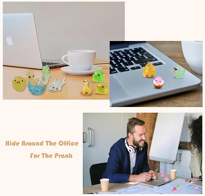 100 Pcs Luminous Mini Resin Animals, Glow in The Dark Tiny Ducks for Miniature Garden, Fairy Garden, Fish Tank and Home Décor