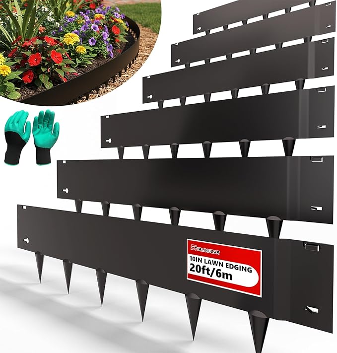40"x10" Metal Landscape Edging, 6-Pack (20ft Total) – Rustproof Galvanized Steel Garden Border, Lawn & Flower Bed Edging, Decorative Hammer-in Outdoor Landscaping Border for Yard, Pathways & Driveways