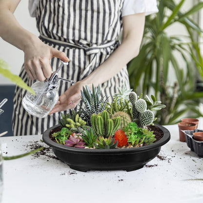 ERINGOGO 6 PCS Bonsai Training Pots, 15'' Oval Bonsai Planter Pot with Drainage Hole, Plastic Large Deep Flower Pot Plants Growing Pots for Nursery, Garden, Balcony