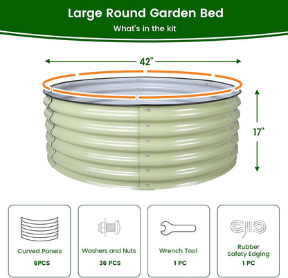 Olle 17" Tall 42" Round Raised Garden Bed Metal Raised Beds for Gardening, Large Planter Box Round Raised Garden Beds Outdoor for Vegetables, Sage Green