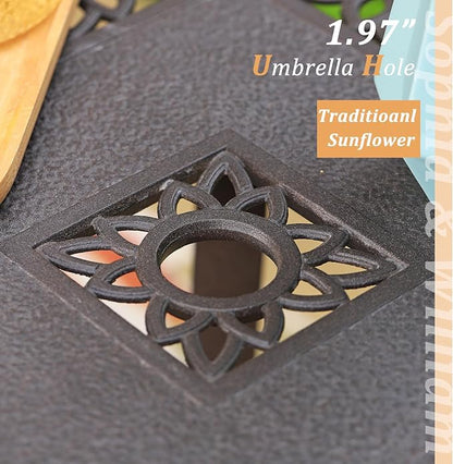 Sophia & William 3 Pieces Cast Aluminum Patio Bar Set, Square Outdoor Bar Table and 2 Swivel Bar Counter Height Chairs Set, Modern Patio Pub Bistro Set with Outdoor Stools