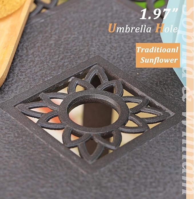 Sophia & William Cast Aluminium Patio Bar Height Table Square with 1.97" Umbrella Hole, Premium Bronze Outdoor Tall Pub Height Bistro Table for Porch Balcony Backyard