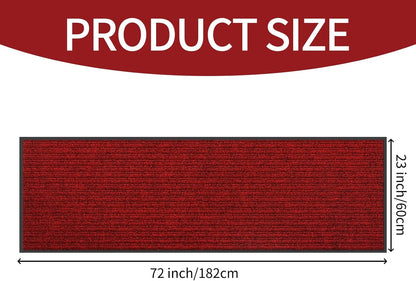 fani Heavy Duty Large Outdoor Indoor Entrance Black Doormat Waterproof Low Profile Entrance Rug Front Door Mat Patio Anti-Skid Rubber Back, 23x72 inch (Red)