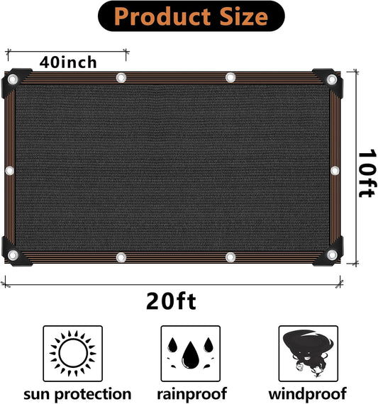 QLOFEI Shade Cloth for Patio, 80-90% Sunblock Shade Sails for Garden Pergola Outdoor, Sunshade Neting with Grommets for Kennel Chicken Coop Lawn Easier to Hang Cover, 10x20 FT